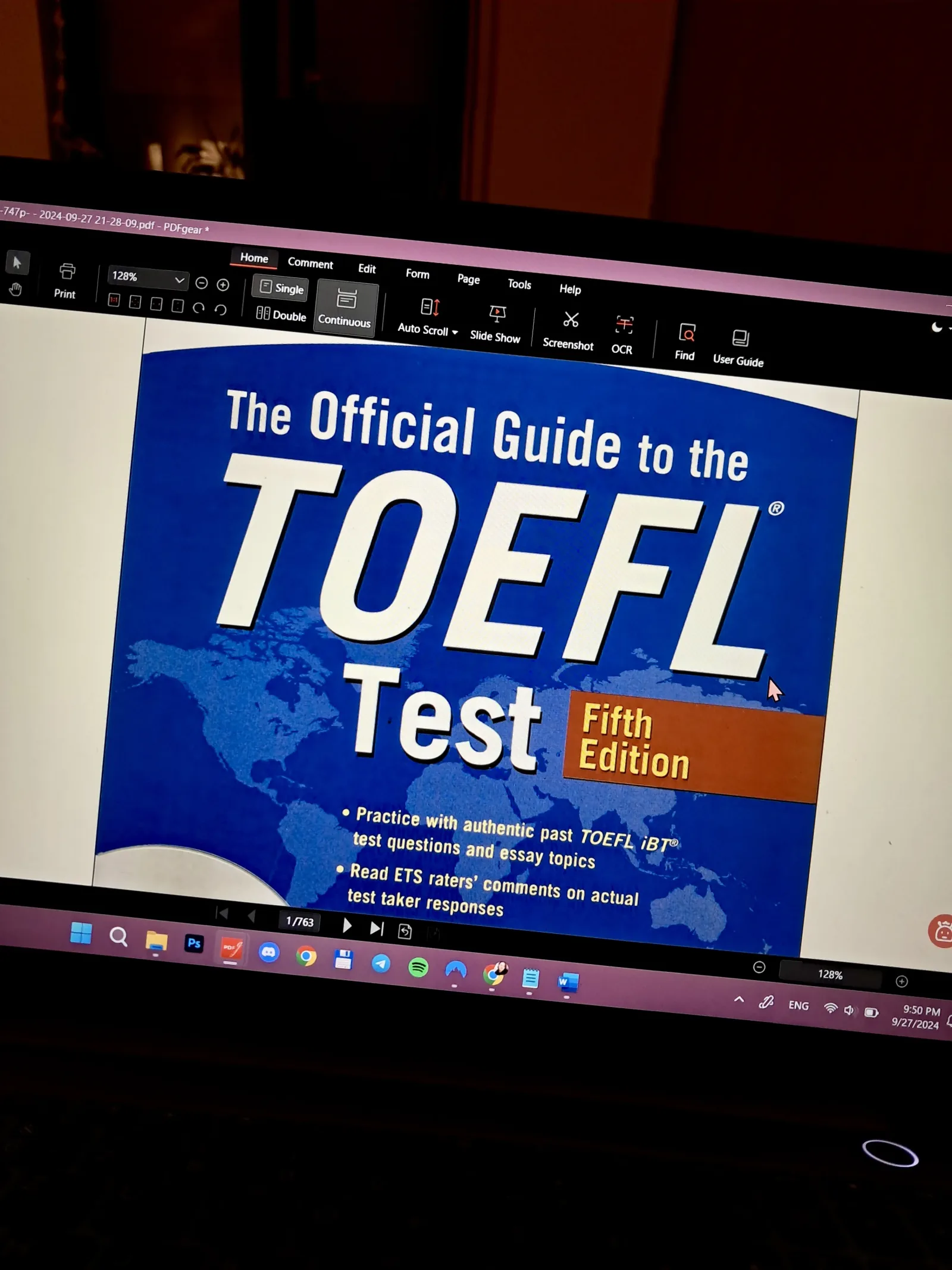Studying with the official TOEFL guide